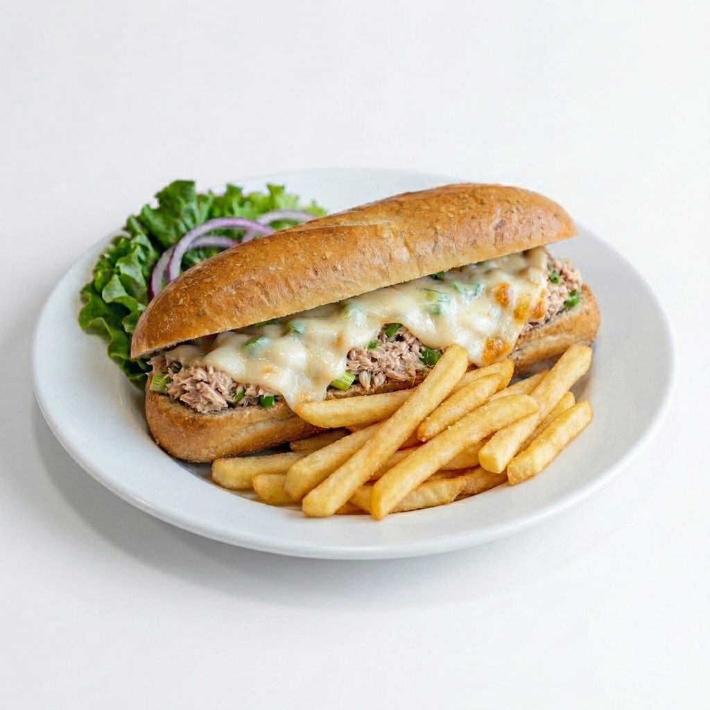 Tuna Melt Sandwich and Side.
