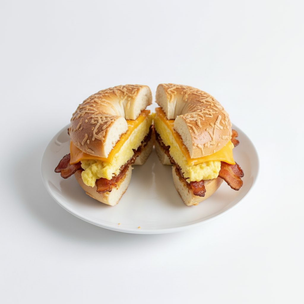 Egg, Meat and Cheese Bagel.